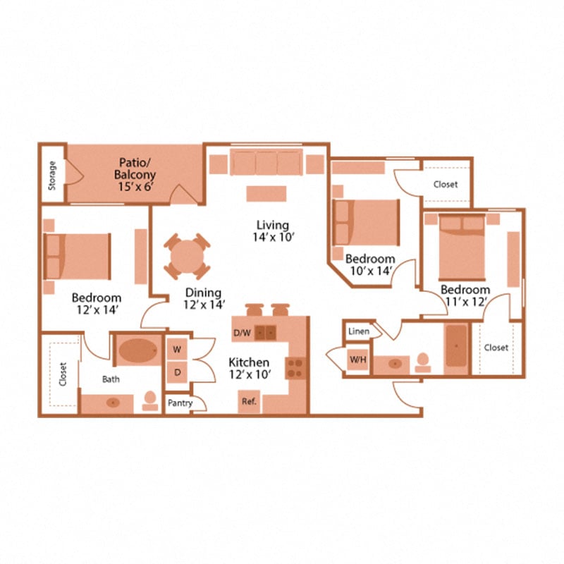 canon club at perry crossing apartments floor plan d